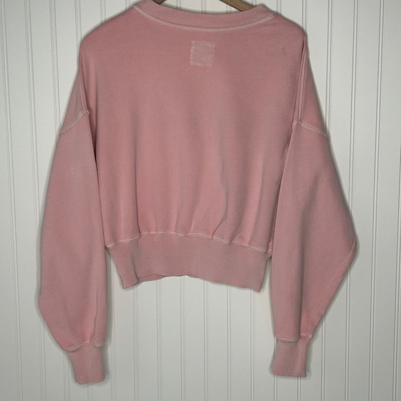 Aerie Cropped Pullover Sweatshirt Women's Pink Crew Neck Ribbed Casual Small - Picture 2 of 8